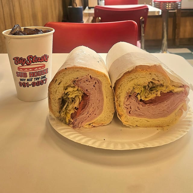 Salami, Ham, Cheese Sandwich.